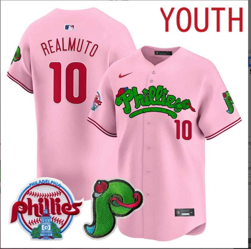 Youth Philadelphia Phillies 10 Realmuto pink Limited 2024 MLB Nike jersey